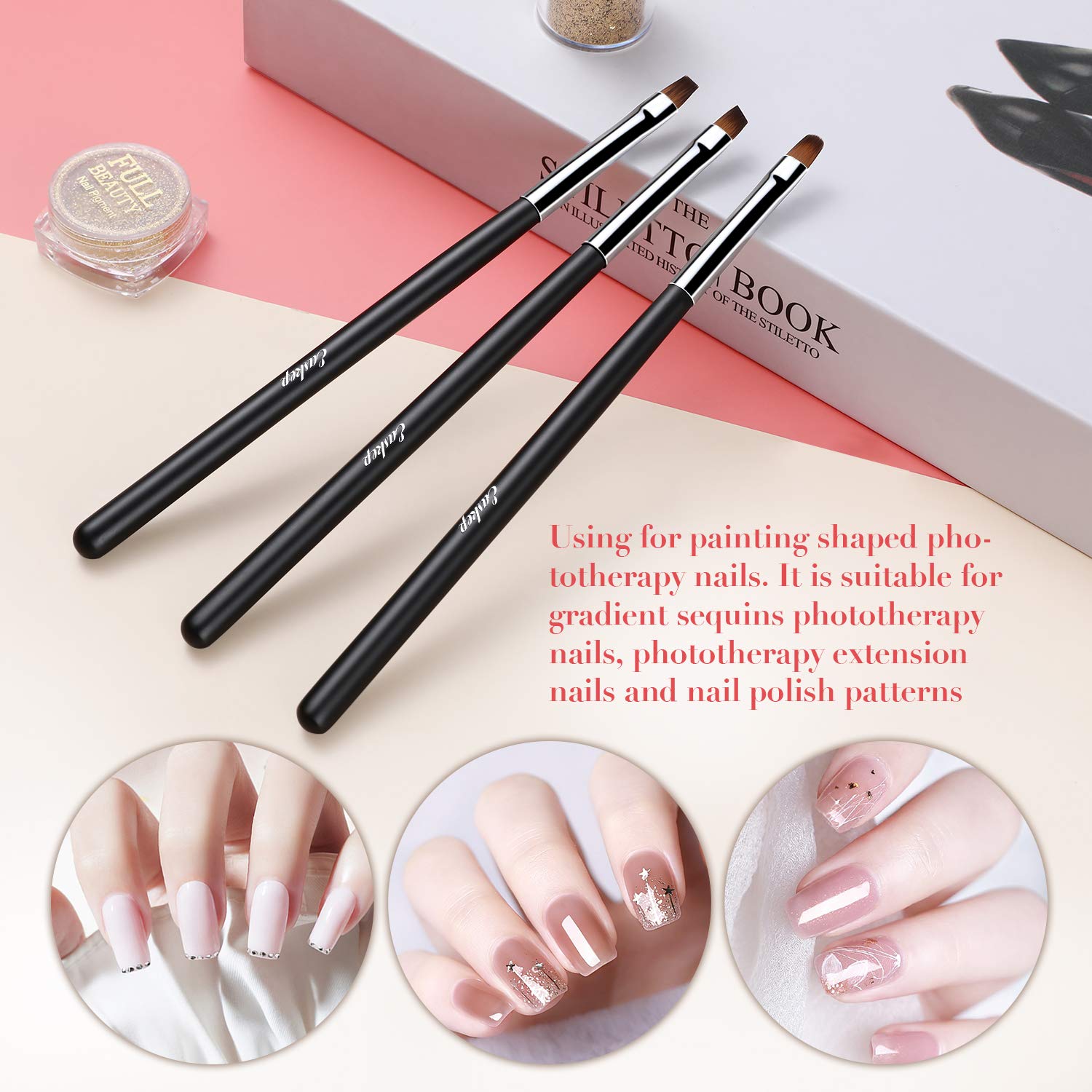 Easkep Acrylic Nail Art Brush, Art Design Dotting Painting Pen Set Nail Art Tips Builder Brush Nail Painting Brush Pen Set Nail Art Dust Remover Brushes Powder 6 PCS : Beauty