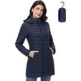 MIDNIGHTSUN Women’s Packable Puffer Jacket Lightweight Puffer Coat Mid-length Hooded Warm Winter Puffy Jacket
