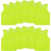 VOGRYE Pinnies for Sports Youth 12 24 Pack Reversible Team Practice Vests | reversible two tone mesh lightweight breathable elastic waistband machine wash soccer basketball football volleyball coach pe