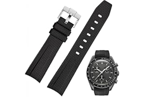 Nizonlaie Silicone Rubber Bands for Omega X Swatch Moonswatch Watch Strap 20mm Curved End Weave Style Premium Silicone Rubber Replacement Strap Women Men,for Omega Swatch Moonswatch Speedmaster