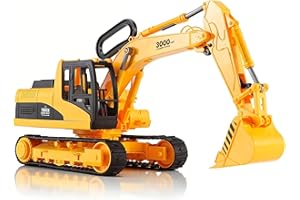 Liberty Imports 15" Oversized Construction Truck Toys for Kids – 1:22 Scale Friction Powered Vehicles with Realistic Moving Parts (Excavator)