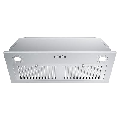 FIREGAS Range Hood Insert 30 inch, Built-in Kitchen Hood with 600 CFM, Ducted/Ductless Convertible Kitchen Vent Hood, Stainless Steel Stove Hood with Push Button, Baffle Filters and Charcoal Filters