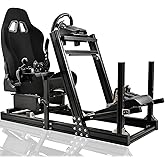 Marada Aluminum Profile Racing Simulator Cockpit with Seat, Unlimited Adjustment, Fit for Thrustmaster/Fanatec/Moza/Logitech G29 GPro,Sim Frame 8040, Not Include Steering Wheel,Pedals,Handbrake