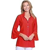 MULTIPLES Women's Roll Tab Long Sleeves 1-Pocket Button Front Shirt