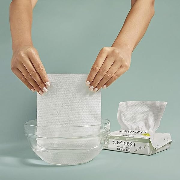 THE HONEST COMPANY 100% PURE ORGANIC COTTON DRY WIPES, HYPOALLERGENIC, MULTI-USE, BABY FACIAL CLOTHS, 192 COUNT
