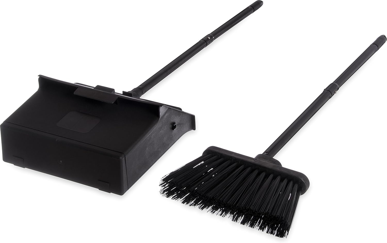 Carlisle 36141503 Duo-Pan Dustpan & Lobby Broom Combo, 3 Foot Overall Height, Black: Home & Kitchen