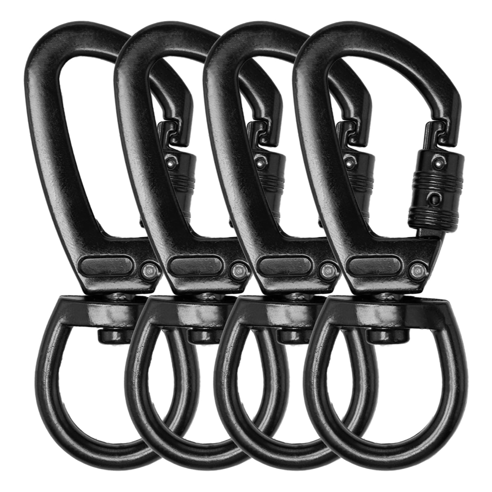 Neikafan 4 Pcs Swivel Snap Hook Carabiner Clips - 360° Rotatable Heavy Duty Zinc Alloy Spring Key Chain Clip for Rock Climbing & Dog Walking Leash