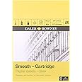 Daler-Rowney Smooth 130gsm A4 Cartridge Drawing Paper Pad, Glued 1 Side, 30 Natural White Sheets, Ideal for Professional Artists & Students