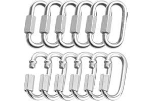 APACALI 12pcs Stainless Steel Carabiner 1/4 inch Oval Quick Link Carabiner M6 Quick Links Chain Connector Heavy Duty Chain Locking Carabiner