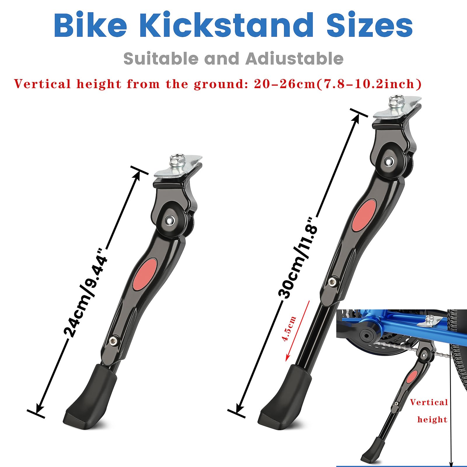 VECKUSON Kickstand for Kids Bike, Bicycle Kickstands Center Mount for 16 18 20 22 Inch Bicycles Adjustable Aluminum Alloy Kickstands for 16-18-20inch 18-20-22inch Mountain Bike