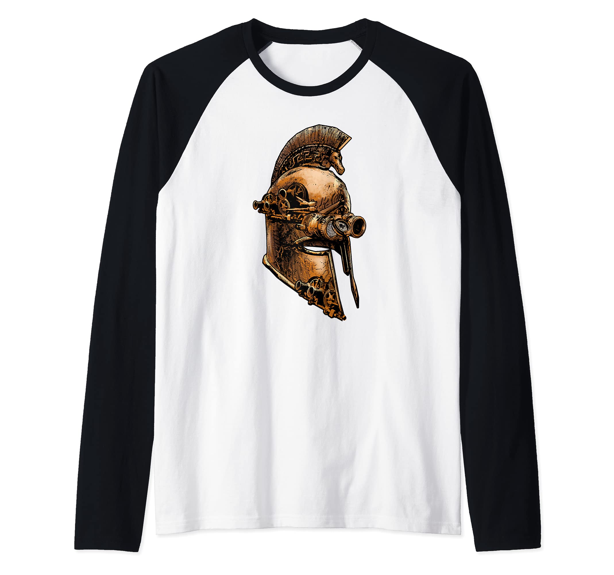 Steampunk Ancient Greek Spartan Warrior Helmet Raglan Baseball Tee