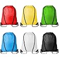 Kuhome 6Pcs Drawstring Backpacks Bulk String Bag Cinch Sack Pack Storage Knapsack Polyester Gift Bags Sports Drawstring Bags for Trip Gym Party Bags(6 Colors)