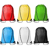 Kuhome 6Pcs Drawstring Backpacks Bulk String Bag Cinch Sack Pack Storage Knapsack Polyester Gift Bags Sports Drawstring Bags for Trip Gym Party Bags(6 Colors)