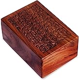 S.B.ARTS Wooden Urn for Human & Pet Ashes - Decorative Keepsake Burial Box - Extra Small (Style5, 5 x 3 x 2.25 inch)