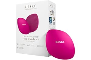 GESKE SmartAppGuided™ Facial Brush | 4 in 1 | Professional Facial Cleansing Brush | Skin Cleansing Silicone Facial Brush | Ro