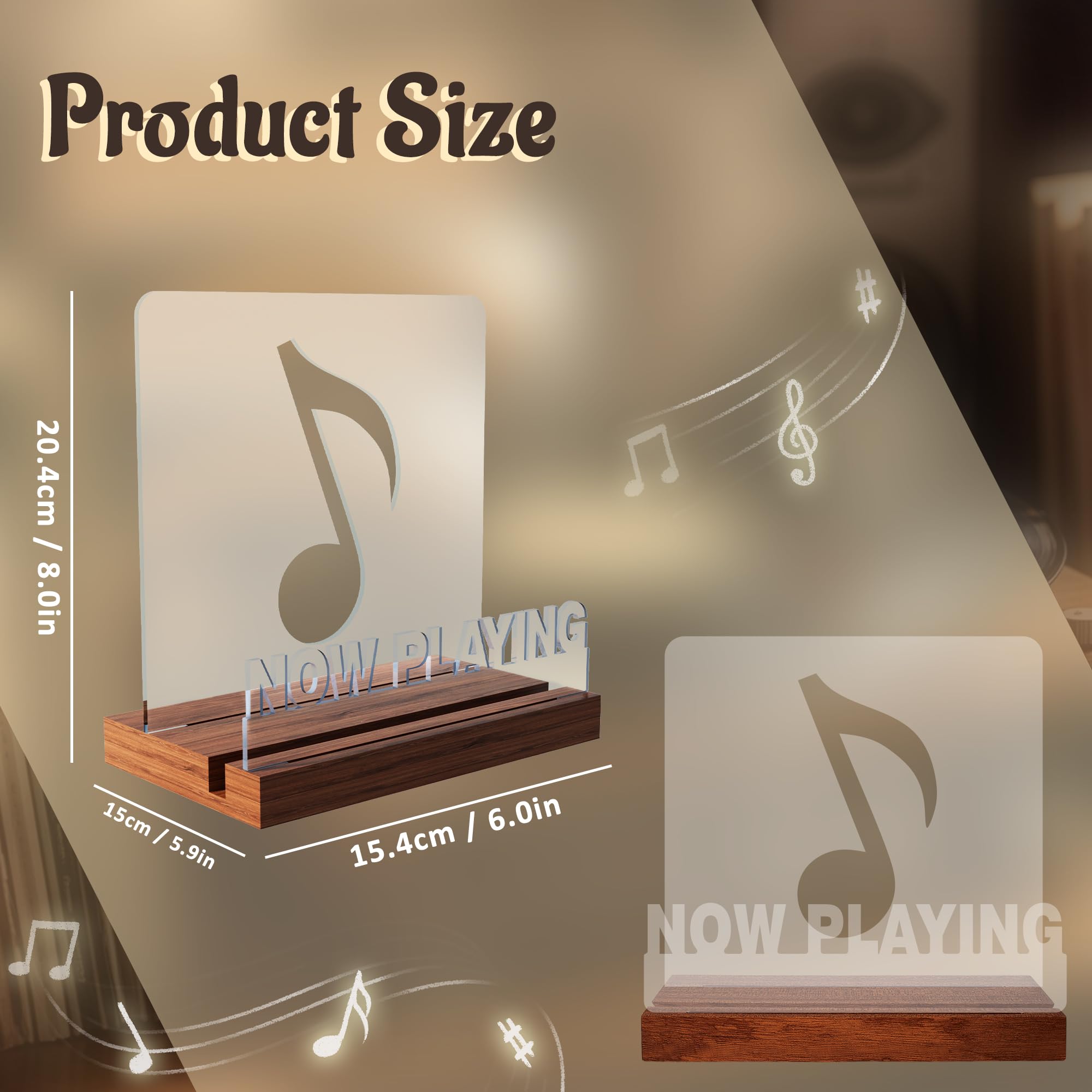 YuanDian Vinyl-Ständer, leuchtet jetzt drehender Schallplattenständer, Holz-Acryl-Halter für Vinylalben, Aufbewahrung von Vinyl-Schallplatten, LED-Display, Aufbewahrung, Sammlungshalter 8