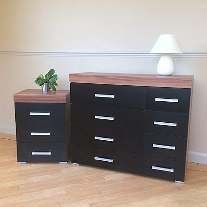 Drp Trading Black Walnut 4 4 Drawer Chest 3 Draw Bedside