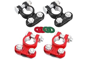 Gasedin 4 PCS Battery Terminal Connector, Anti Corrosion Car Battery Terminal Clamp Connectors, Adjustable Positive Negative Battery Post Connector, Replacement Car Accessories