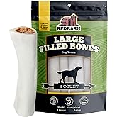 Redbarn Large Filled Bones Premium Dog Chew Cheese n' Bacon Flavor, 4 Count | Durable, Long Lasting Beef Femur Bones Filled with Cheese n' Bacon for All Breeds, All Life Stages, Medium to Large Dogs