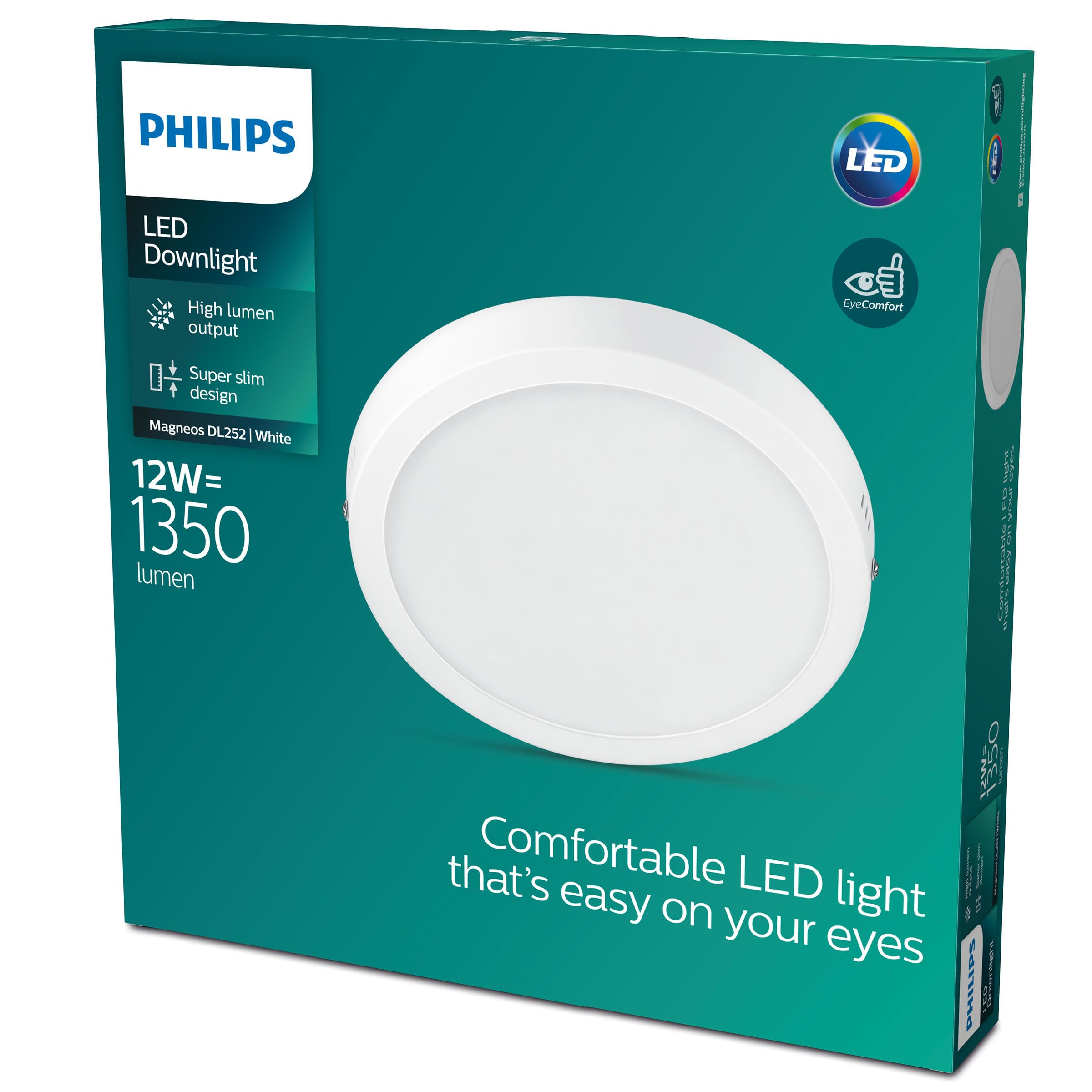 Philips LED Magneos Slim Surface Mount Round Downlight 4000K 12W [Cool White - White] For Indoor Lighting, Livingroom and Bedroom