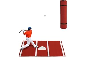BasebalPitching Mat, 6x4 ft Softball Pitching Mound with Home Plate and Antifade Turf