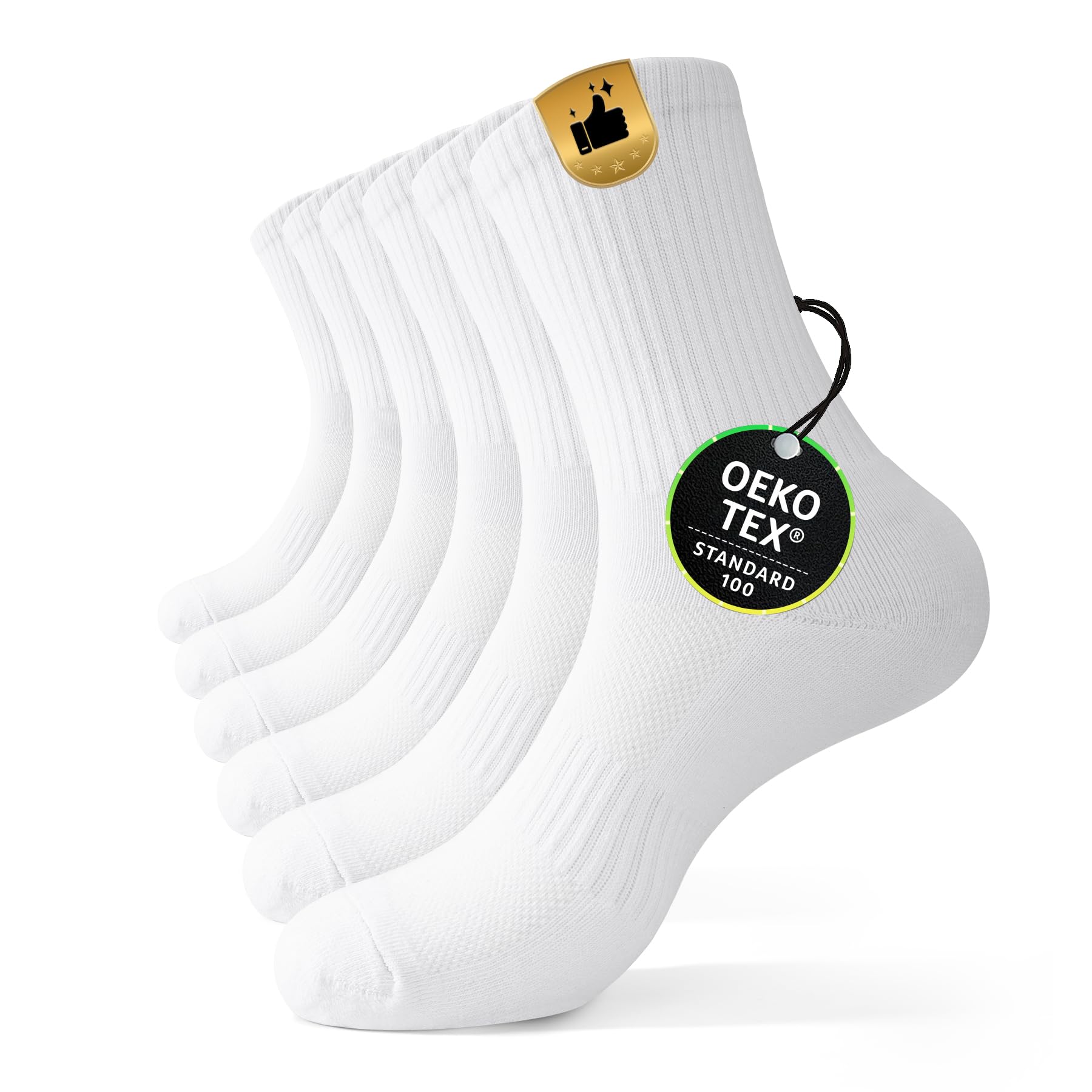 FALARY Tennissocken Socken Herren 39-42 Sportsocken,Damen Laufsocken Wandersocken Atmungsaktive Baumwollesocken Weiß 3 Paar