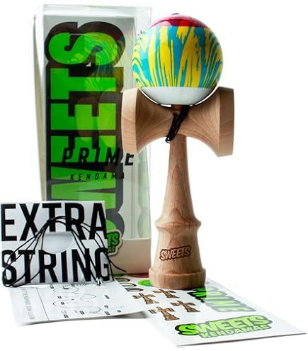 Kendama Sweets Kendamas Prime 5 Stripe Poncho, Design Colorat, Lemn De Fag, 18x7cm, Set Cadou Accesorii Rianova8754