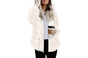 ReachMe Womens Oversized Sherpa Jacket Fuzzy Fleece Zip Up Hoodies with Pockets Warm Fall Outfits Winter Coats
