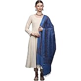 Exotic India Blue Hindu Prayer Shawl with Printed Om