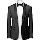 Hihawk Men's Casual Slim Fit Blazer, One Button Shawl Lapel Jacket, Lightweight Tuxedo for Dinner Prom Party Wedding