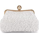 FALETO Pearl Clutch Bag for Women Evening Wedding Party Bridal Handbag Ladies Beaded Clutch Purse for Party