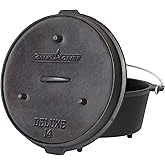 Camp Chef 14 in. Cast Iron Dutch Oven with Lid Lifter | Model DO14, Lid lifter included (Model 400035); doubles as skillet or griddle, Built-in thermometer notch