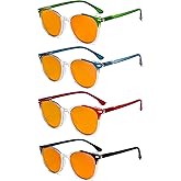 Eyekepper 4-pack Round Reading Glasses Blue Light Blocking Women Orange Tinted +1.00