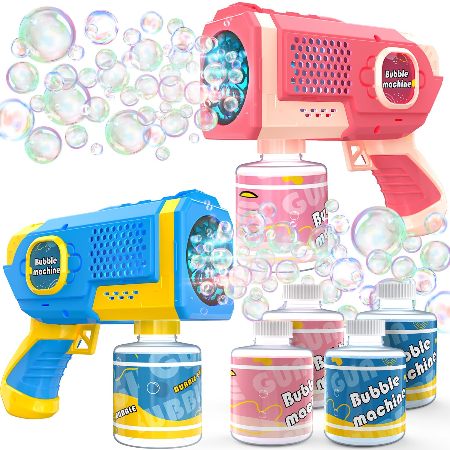 EagleStone 2 Pack Bubble Guns for Kids, Automatic Bubble Machine with LED Lights, High Output Bubble Blaster Toy for Outdoor Play, Birthday Party Favors, Easter Gifts, Beach & Backyard Fun Ages 3-8 — image 1