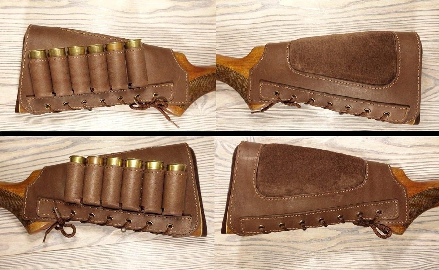 New Real Leather Rifle Ammo Cartridge Buttstock Holder Cover Cheek Rest