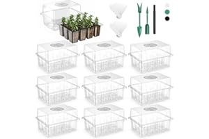 YJXFON 120 Cells Reusable Seed Starter Tray, 10 Pack Seedling Starter Kit for Greenhouse Propagator Station Planting Growing (Clear)