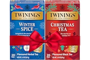 Twinings Holiday Sweet & Spicy Tea Variety 2-Pack – Caffeinated Christmas Tea and Caffeine-Free Winter Spice Herbal, Christmas Gift, 20 Tea Bags Ea