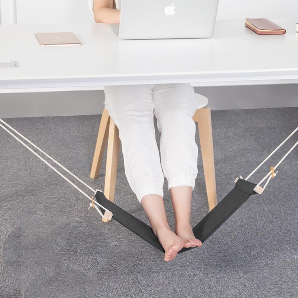 Foot Hammock Under Desk with Headphones Holder | Upgraded Adjustable Ergonomic Office feet Rest |New Screw in Rubber Clamps | Suitable for All desks | Black : Office Products