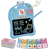 Kids Educational Learning Toys with Math Games,Talking Flash Cards and Writing Drawing Tablet, Speech Therapy Autism Sensory Toys Gifts for Toddler Preschool Activities Boys Girls Ages 3-10 (Blue)