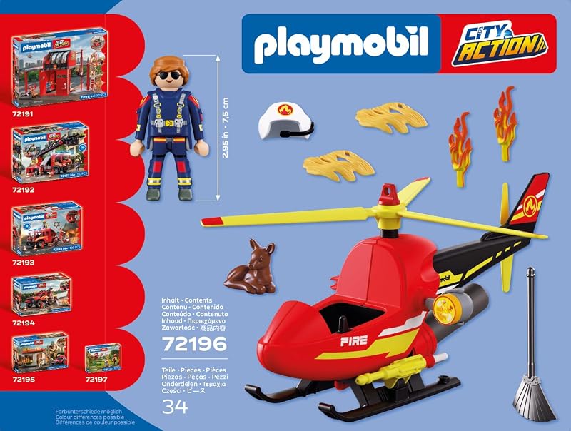 | City Action | Feuerwehr‑Helikopter | Einsatzheli mit Wasserspritzfunktion, Pilot & Rettungszubehör | Für Kinder ab 4 Jahren | 72196