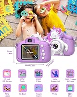 Gofunly Kids Camera 1080P 2.0" 32GB Card Purple with Lanyards view 2