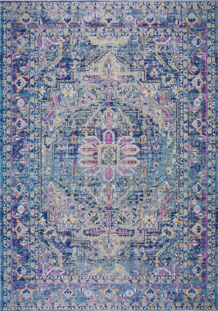 Ladole Rugs Classic Rowen Traditional Outdoor Area Rug - Room Decor Carpet for Living Room, Bedroom, Kitchen, and Office - Blue, 5x8 (5'3" x 7'5", 160cm x 230cm)