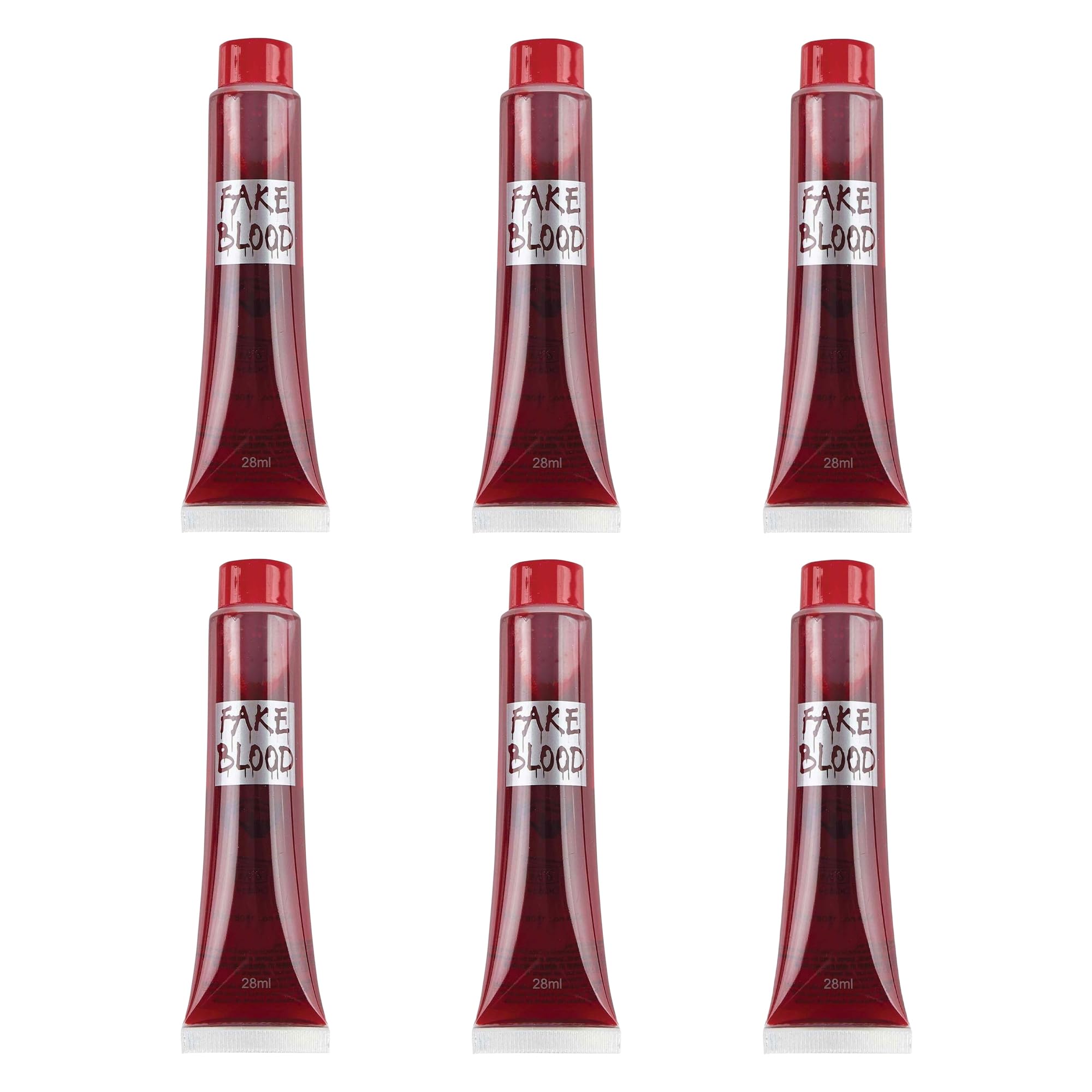 6 Packs Fake Blood Tubes 28ml - Halloween Vampire Zombie Makeup, Realistic SFX for Theatrical Wounds, Scars & Costume Parties, Suitable for Face & Body