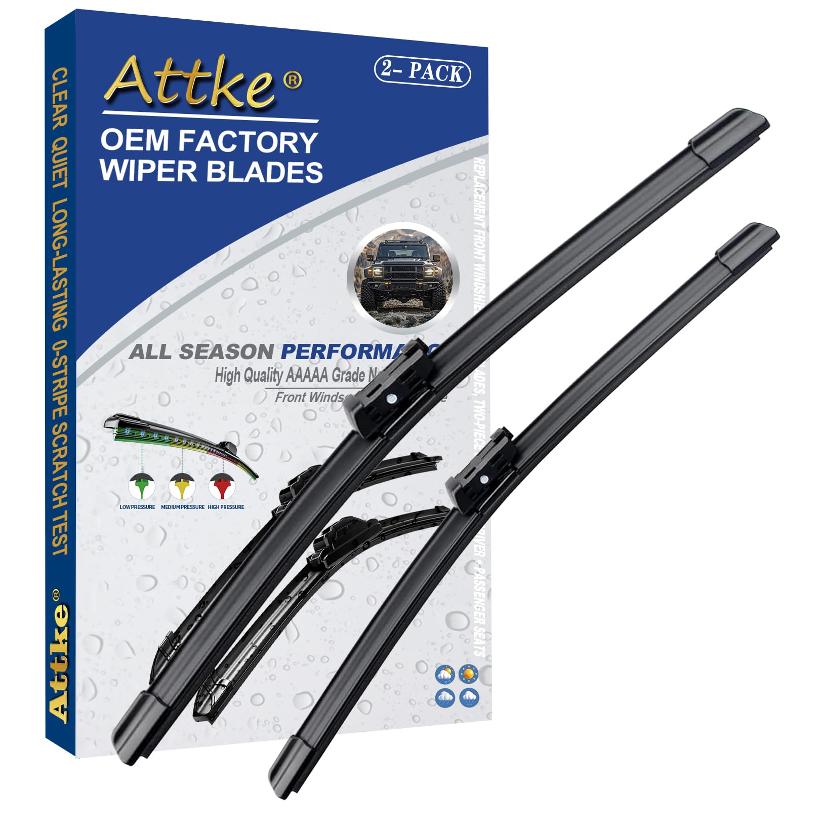Photo 1 of 2 Wiper Blades 26" + 18" Front Wiper for Volkswagen Passat 2015-2021/GTI 2013-2020/Audi A3 2012-2021-OE Original Quality (Pack of 2)
