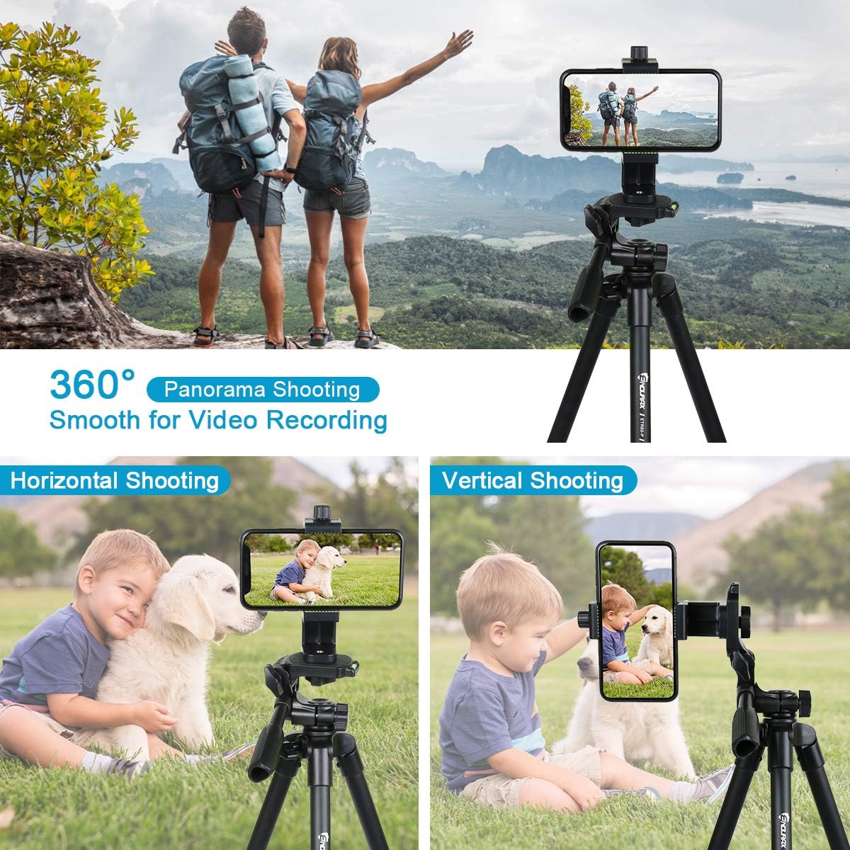 Endurax Cell Phone Tripod 60" for Phone and Camera Extendable Phone Stand for Recording with Remote Shutter & Universal Smartphone Mount for Android Phone: Camera & Photo