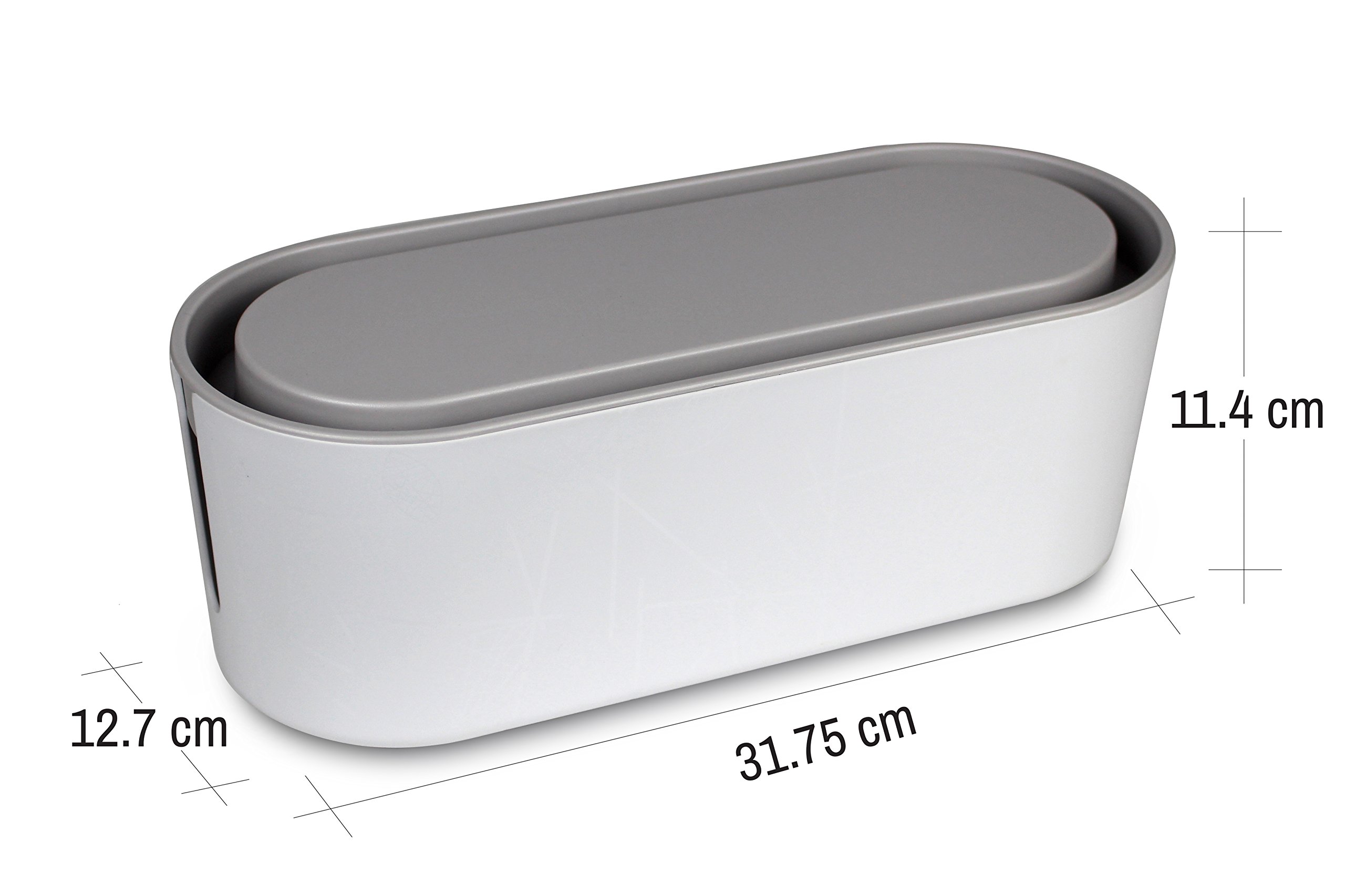 Bins & Things Kabelmanagement-Box und Mehrfachstecker-Organisator (weiß) USB, Computer, Netzwerk, Ladekabel | Haus- und Büroorganisation (Klein)