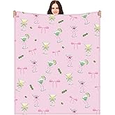 Hahafelt Martini Blanket Tini Bit Older Birthday Decorations 60 x 50 Inches Flannel Blanket Martini Bow Party Favors for Women Couch Bed Carseat Travel Camping