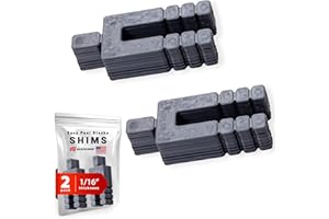 Glazelock Plastic Peel Away Stackable Shims for Leveling 32 Pieces (3-1/2” Length – 1/16” Thickness) U Shape 5/8” Bolt Hole Tile Spacers to Level Windows, Doors, Floors, Toilet Shims – Made in USA