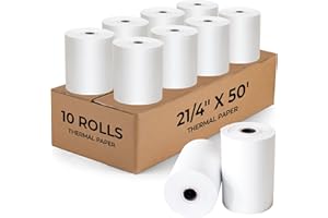 THEBESTLOFT PRINTITIVES TheBestLoft Printivites, 2-1/4" x 50' Thermal POS Paper Rolls - 10-Pack for Receipt Printers, Square & Credit Card Terminals - Perfect for Retail & Calculations