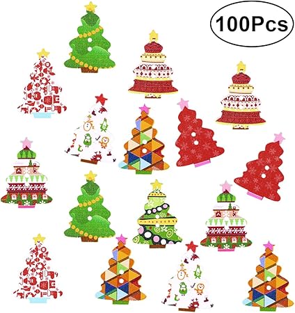Immagini Di Natale Colorate.Bottoni In Legno Colorati Rosenice Bottoni Decorativi Forma Di Albero Di Natale 100 Pezzi Amazon It Casa E Cucina